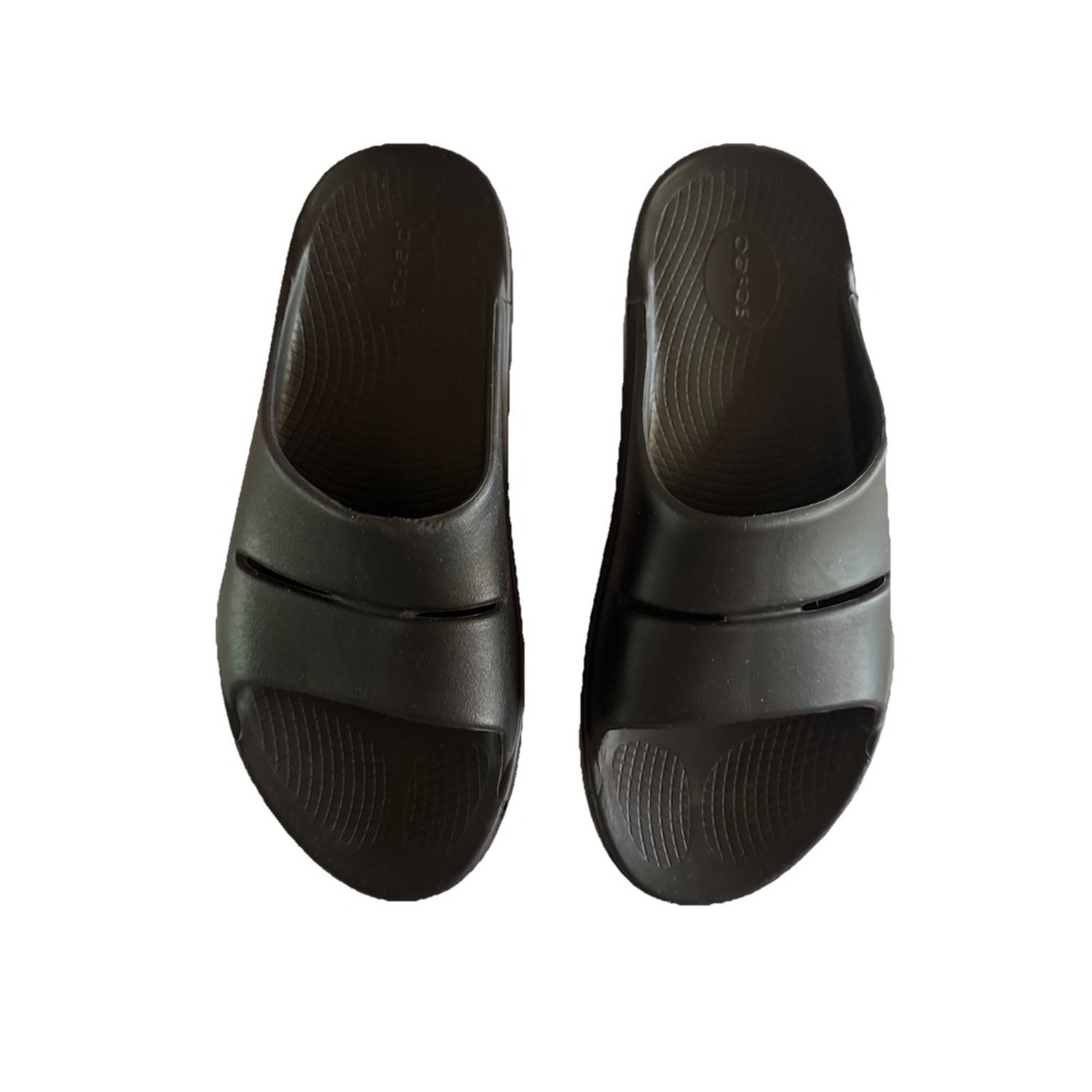 Men 9 OOFOS Men's OOahh Comfort Slide Lightweight Recovery Sandal Black